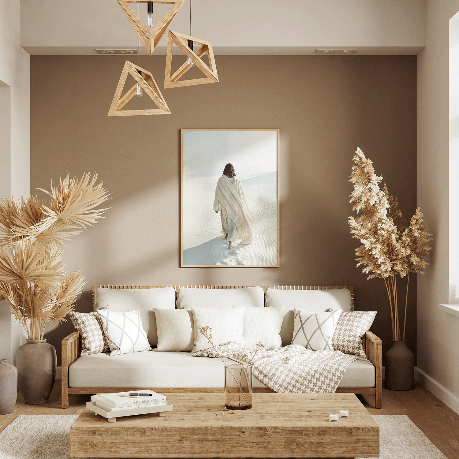 Jesus walking in light – modern Christian decor for home or office walls