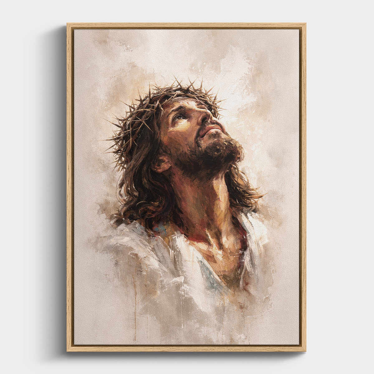 crown-of-redemption-jesus-canvas-oak-frame