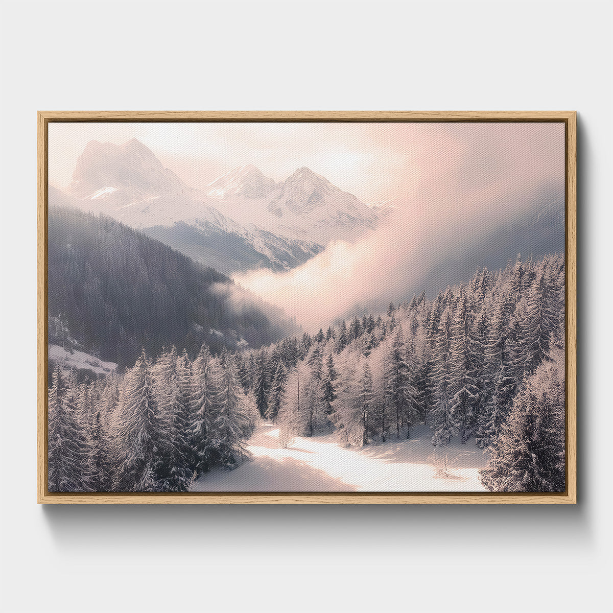 絵画 Winter Mountains Hushed Valley – Winter Mountain Landscape Wall Art | Ellery Art