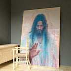 Jesus Christ depicted in a detailed and emotional portrait, symbolizing love and grace.