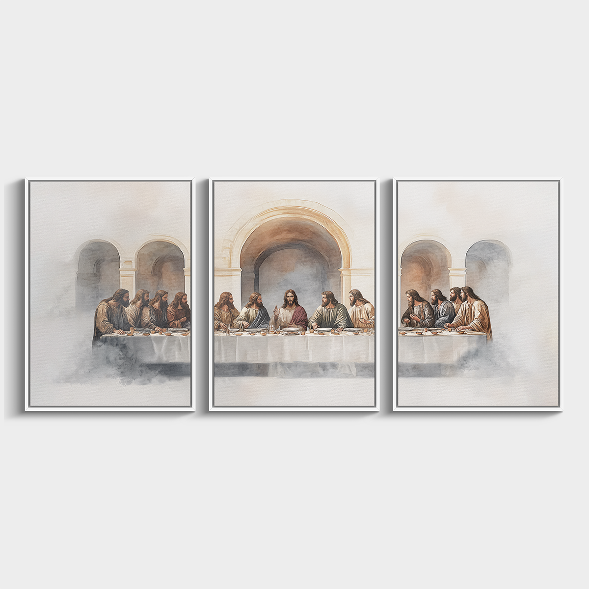 The Last Supper 3 piece Christian wall art triptych of Jesus and the disciples
