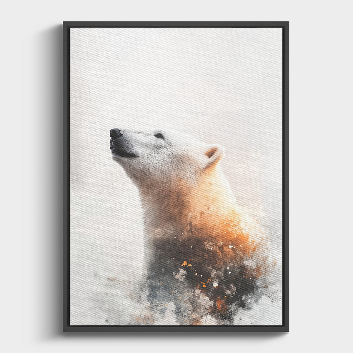 Minimalist polar bear wall art with abstract textures and soft neutral tones
