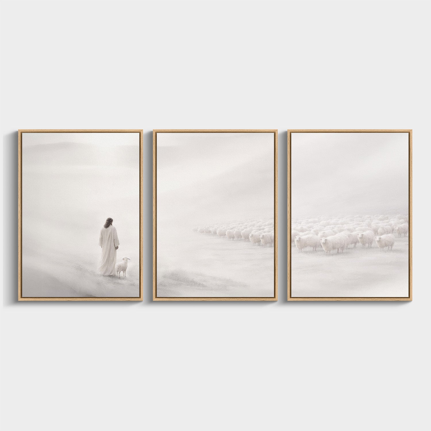 He Leaves the 99 – 3 Piece Christian Shepherd Triptych Wall Art